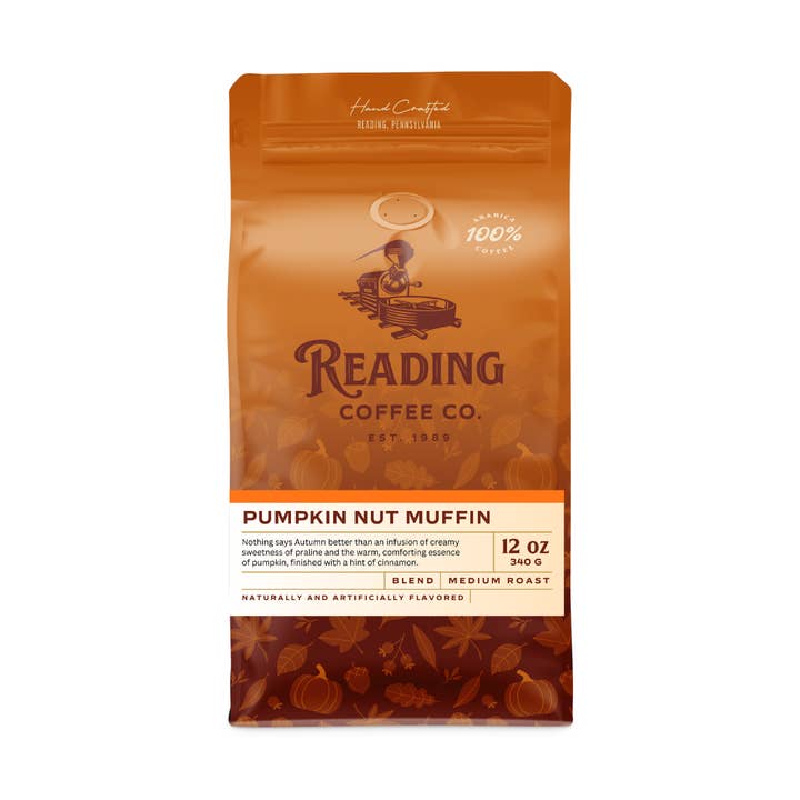 Pumpkin Nut Muffin Fall Season Premium Flavored Coffee for wholesale by Reading Coffee Company