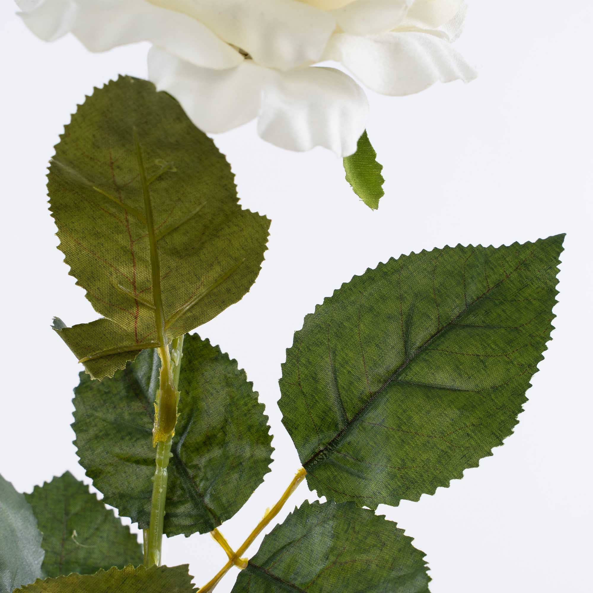 27 Inches Tall Faux Full Bloom Rose - White for wholesale on Faire5