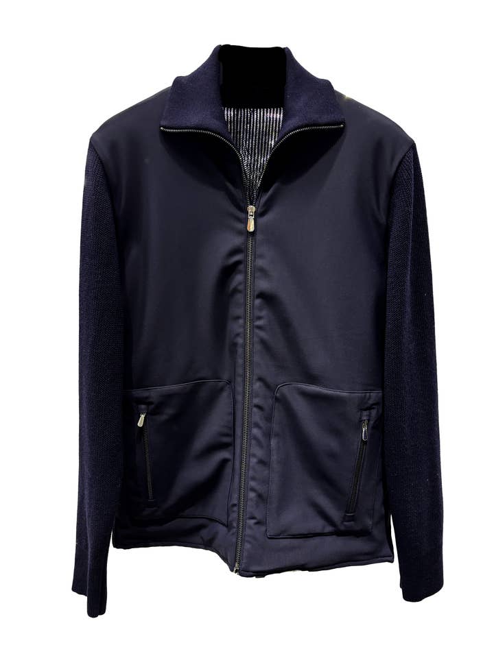 Navy Full Zip tröja för wholesale av Luchiano Visconti