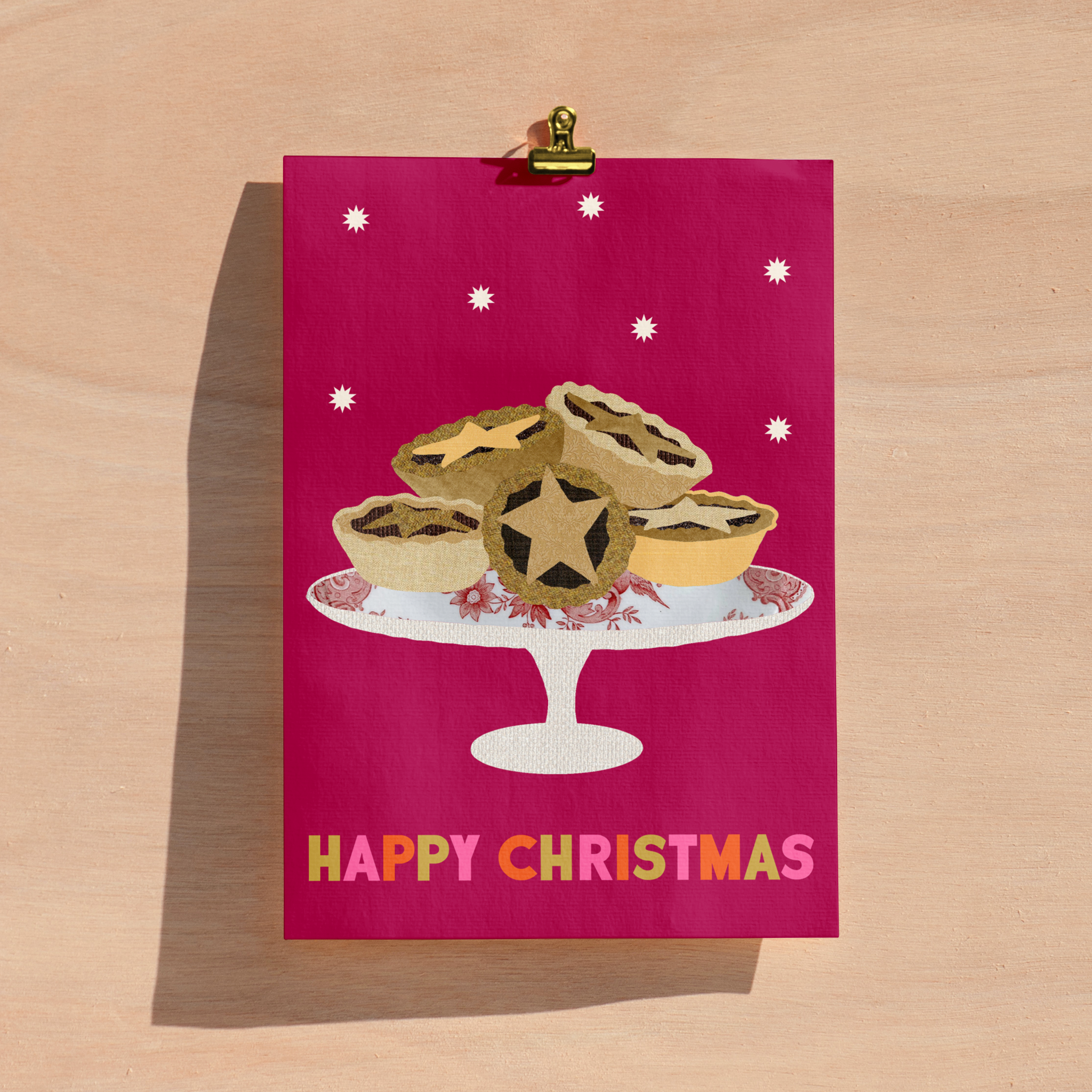 Katsillustration – wholesale Christmas card – Festive Feast Pies Christmas Card3