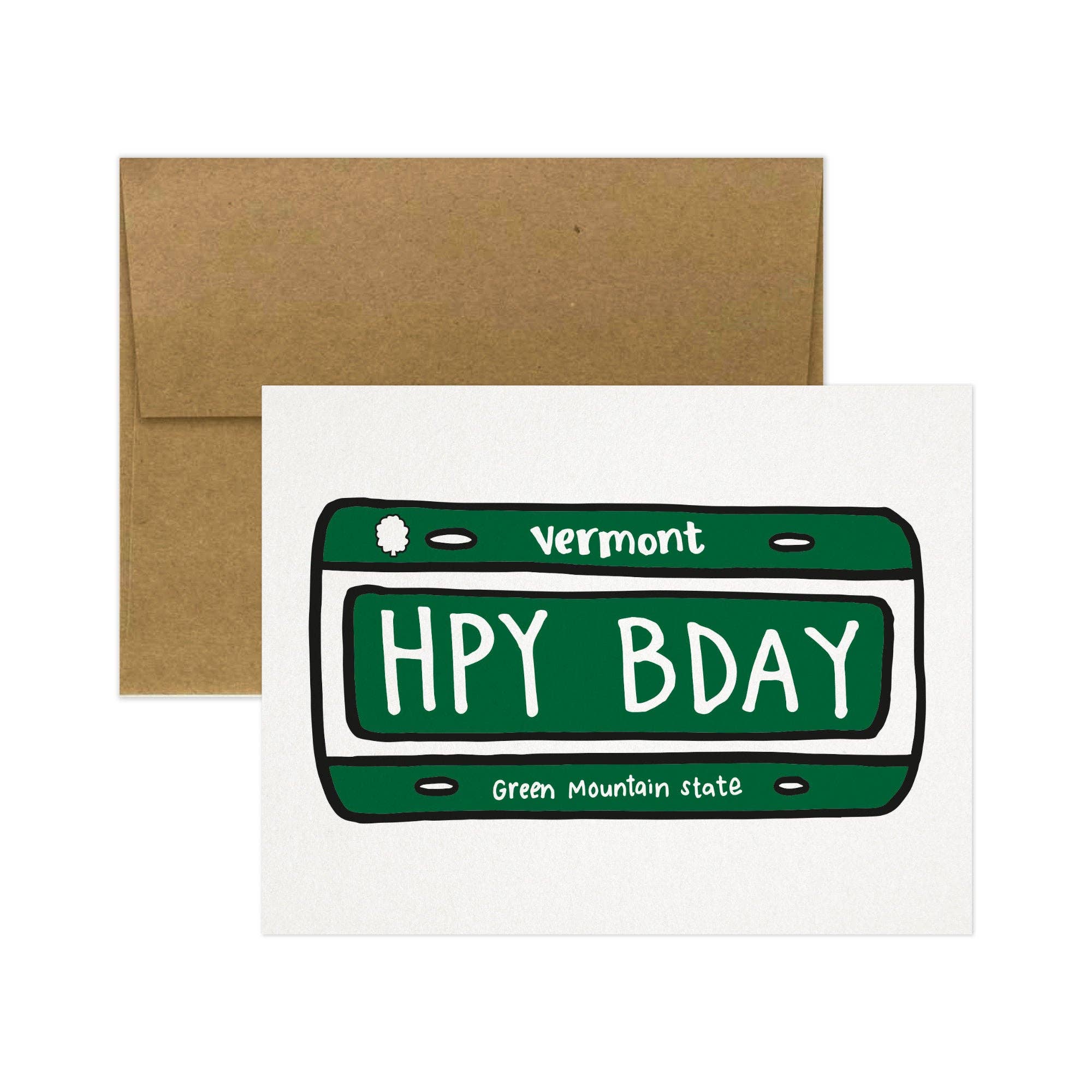Tiny Gang Designs - Wholesale Birthday Card - Vermont License Plate, Happy Birthday Card. Vermont Card.1