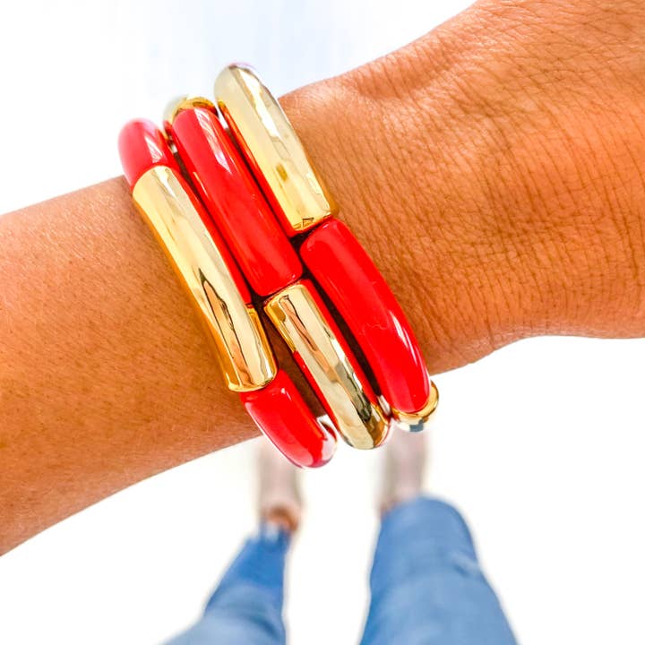 Savvy Bling - Wholesale Jewelry Set - Red Game Day Bracelets &  Necklaces27