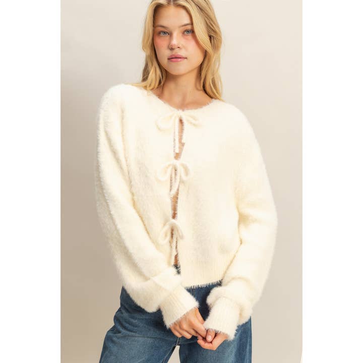 HYFVE - Wholesale Cardigan - Women's - Fuzzy Sweater With Unique Front Ties13