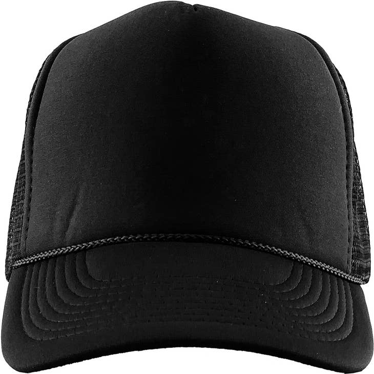 Custom Leather Patch Otto 112 Style Trucker Hat for Men & Women - 6 Panel  Structured Baseball Cap with Snapback Enclosure (Single, Solid Black)
