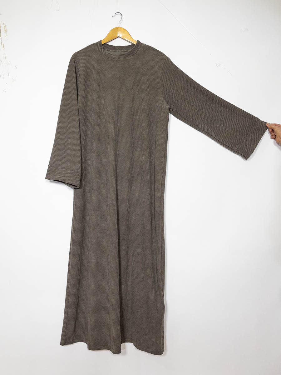 IDEAL OUTFIT - Vente Robe – femme - Abaya longue ref:2393B-côtelé12