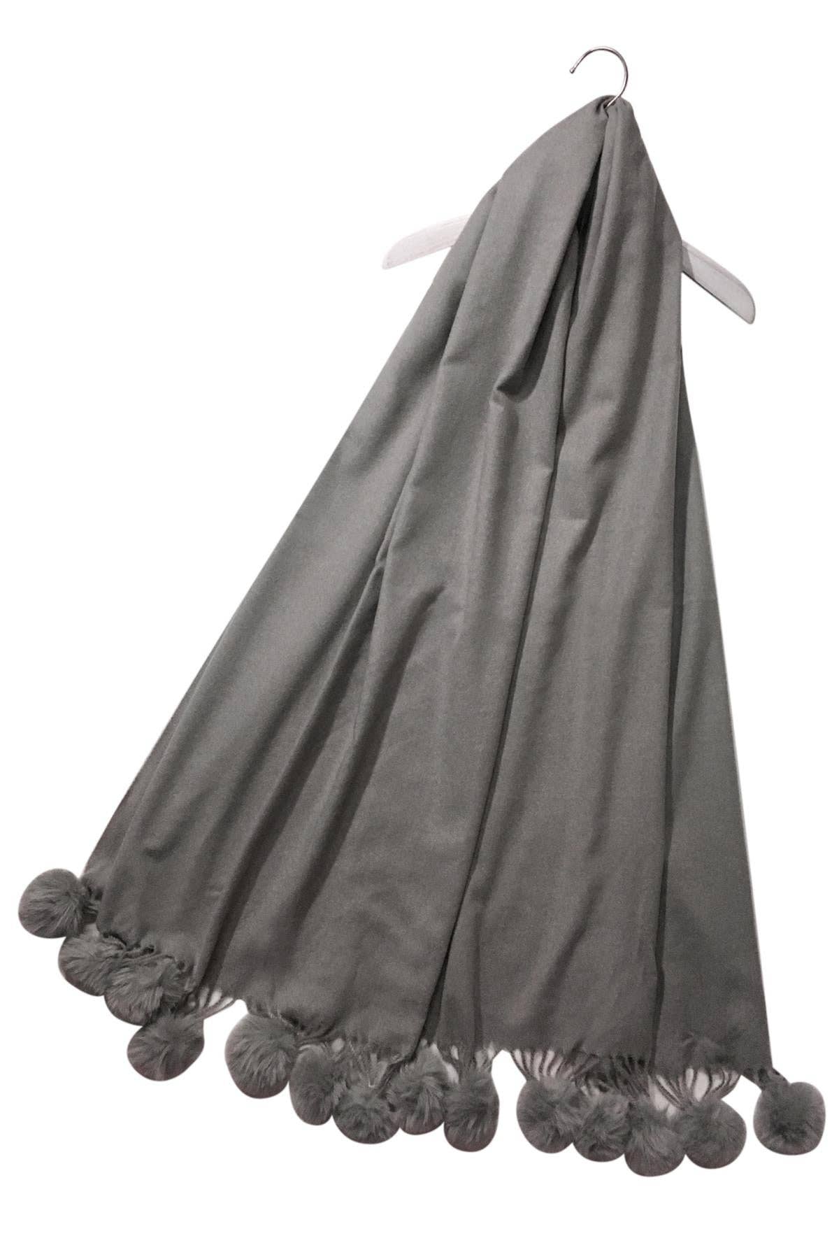 Fashion Scarf World – wholesale Scarf – Women's – Plain Wool Pom Pom Scarf0