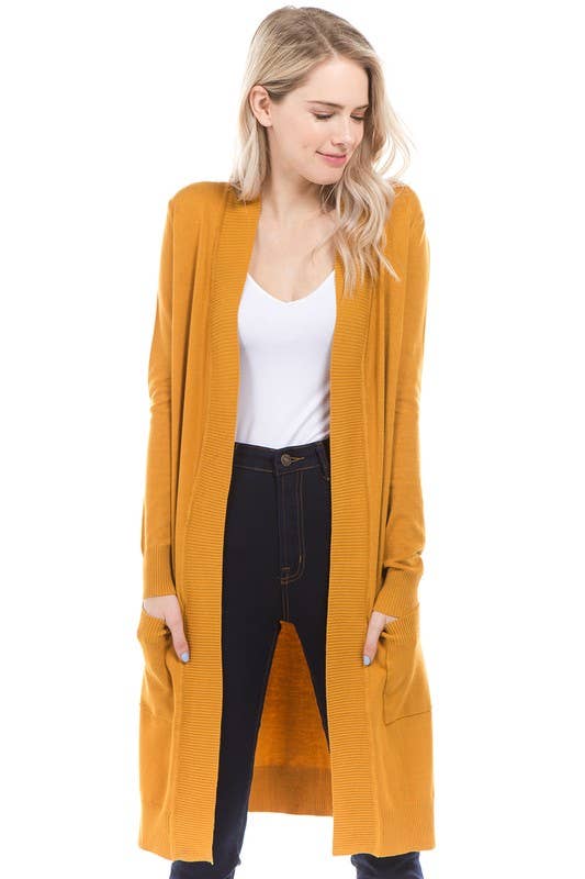 Newself Collection - Vente Cardigan – femme - Cardigan long en tricot ouvert classique à manches longues7