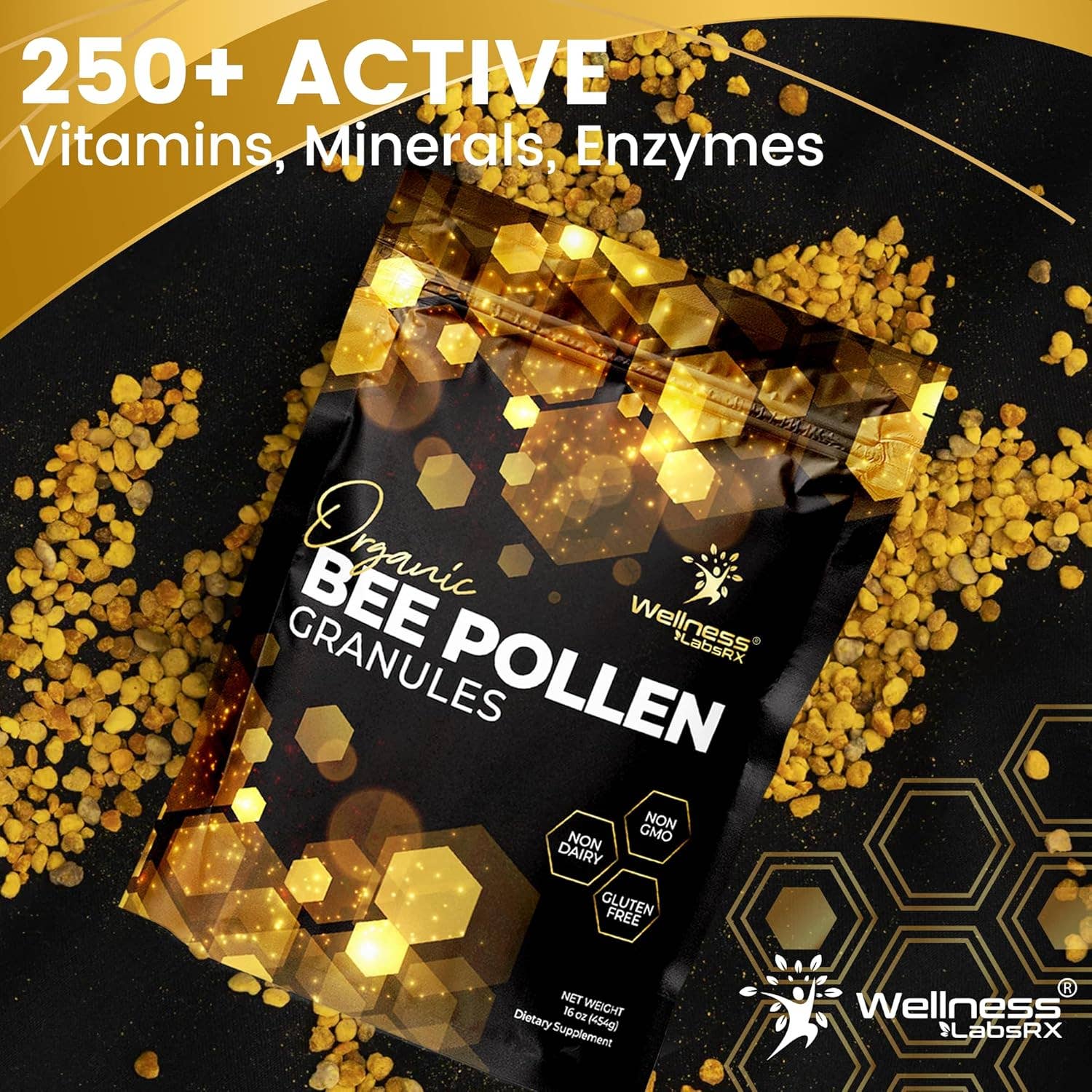 Health & Wellness Associates Inc. - Wholesale Protein/Superfood Powder - Organic Bee Pollen 5g Per Serving – 90 Servings – 1 Lbs.5