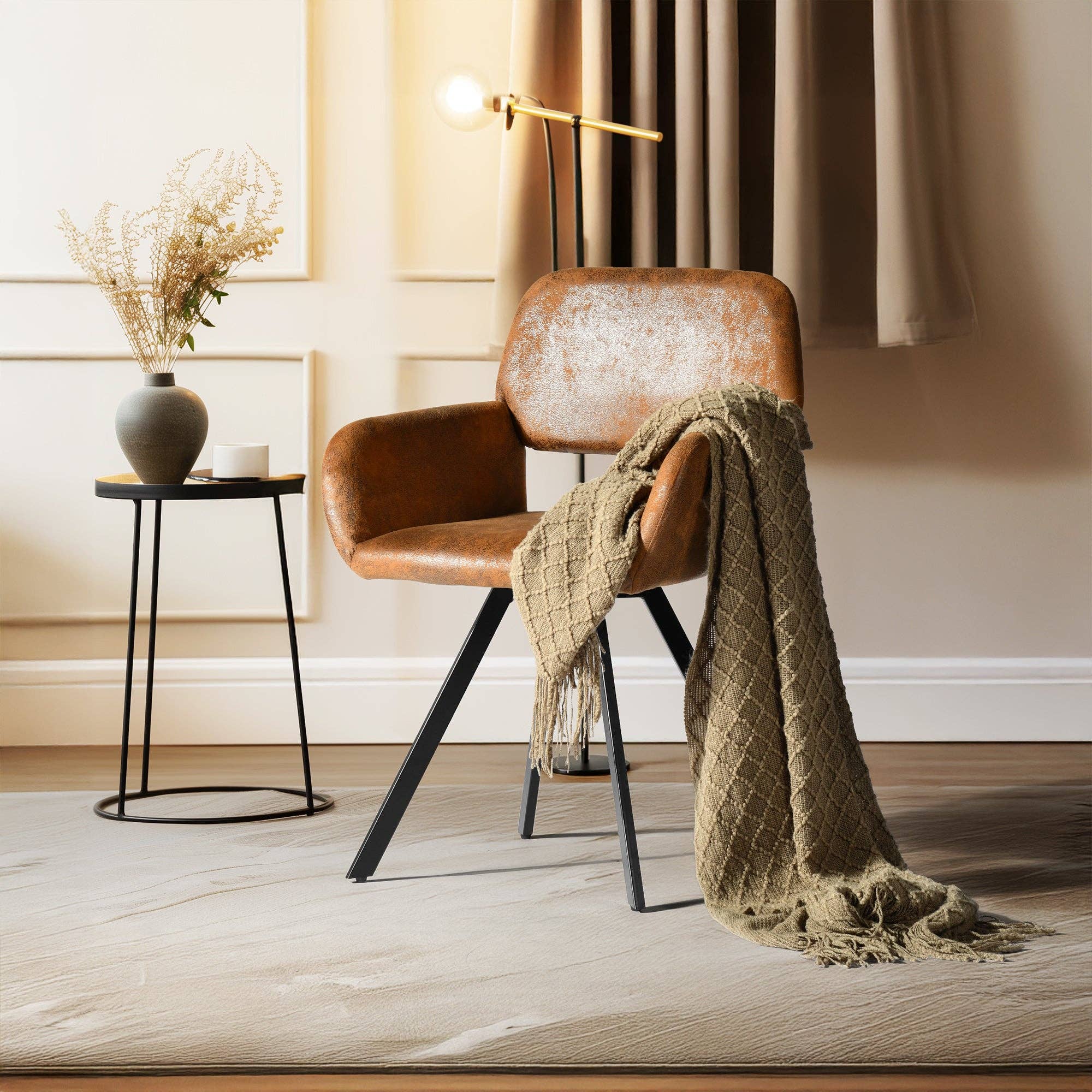 Urban Meuble - Wholesale Chair - Set of 2 vintage dining chairs swivel suede fabric brown CALIFORNIA KD SUEDE BROWN SWIVEL2