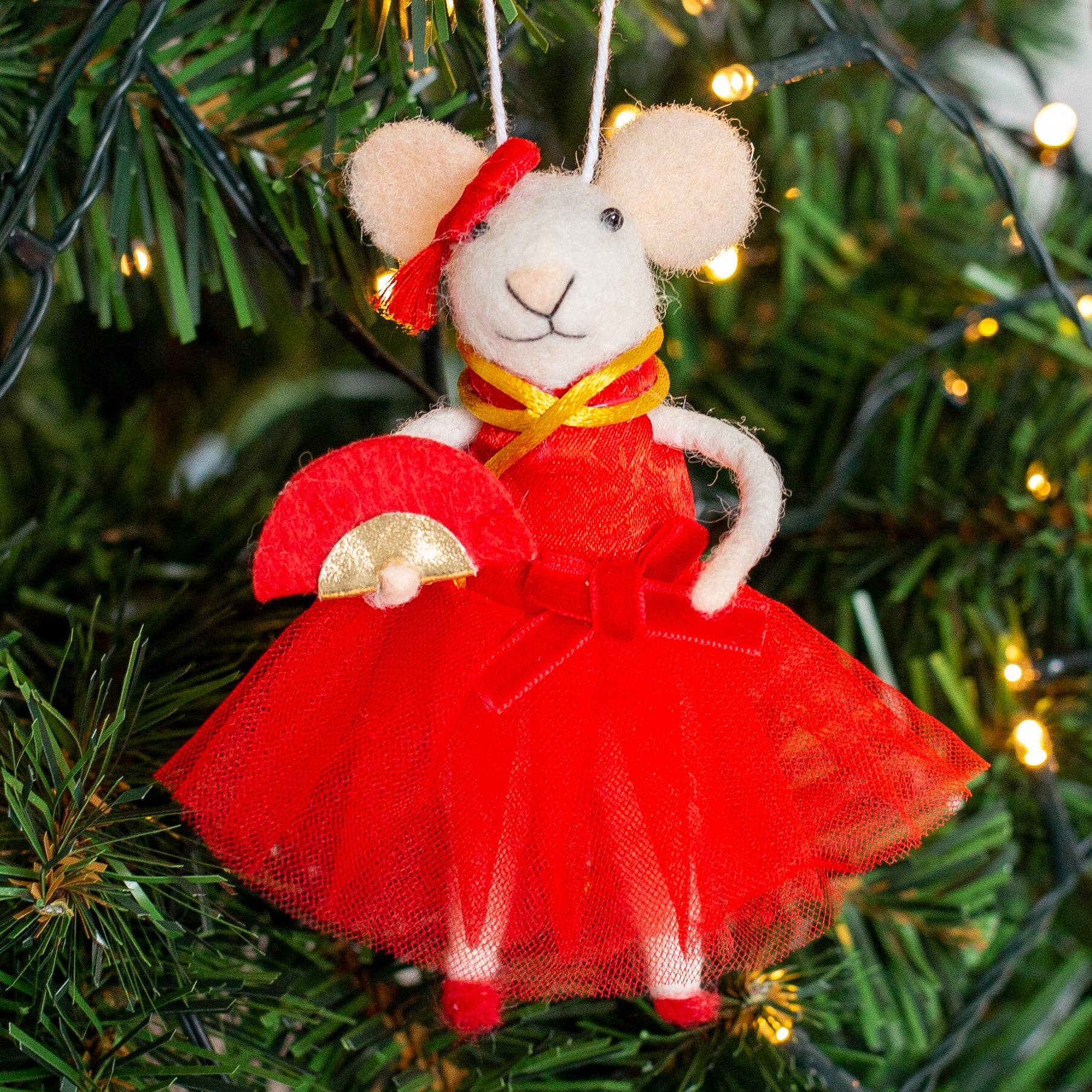 The Lion Rock Press - Wholesale Ornament - HANGING DECORATIONS: Felt Mouse (Victoria Ballerina)0