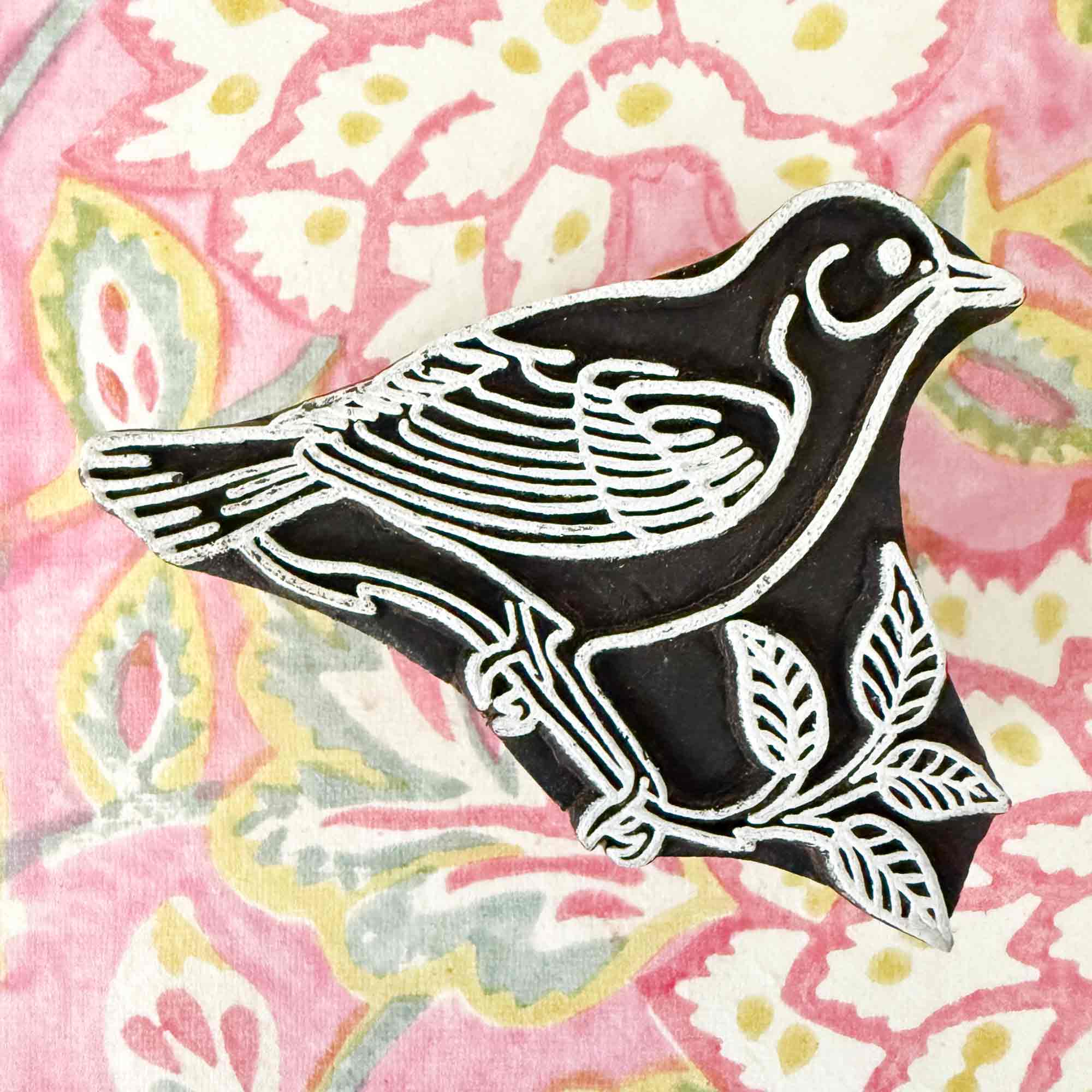 The Natural Paper Company – wholesale Rubber/decorative stamp – Songbird - Indian Wood Block Stamp | Bird Wooden Stamp2