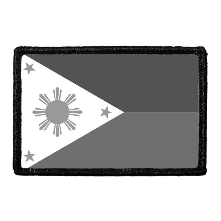 Pull Patch - Wholesale Patch - Philippines National Flag - Black And White - Removable Patch