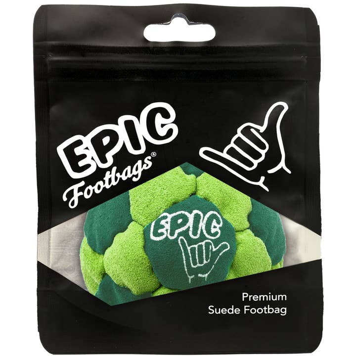 32 Panel Premium Suede Footbag, Cuttin' Grass for wholesale by Epic Footbags