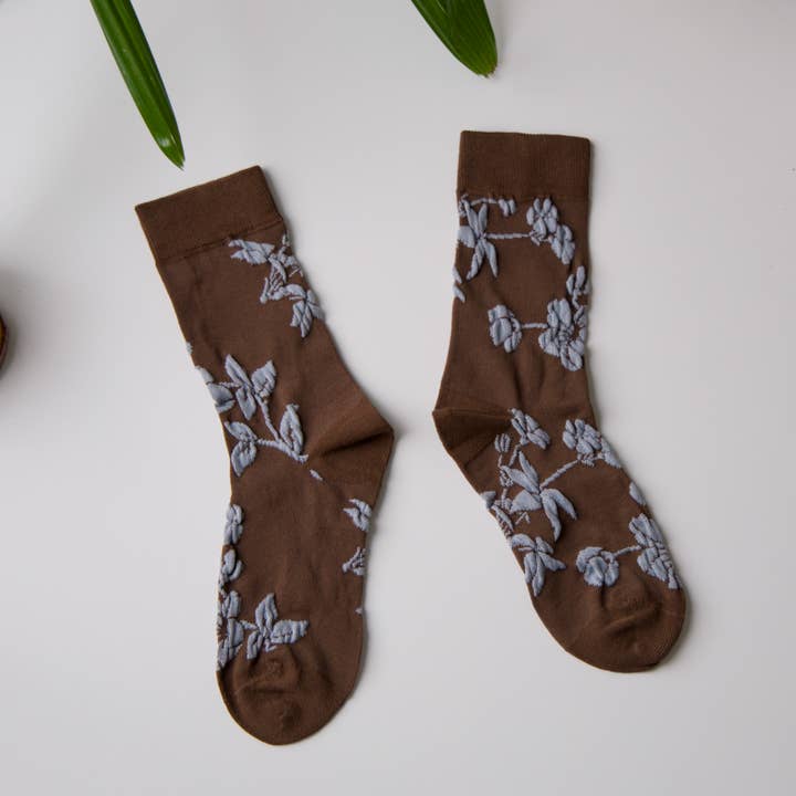 Happy Knits - Wholesale Socks - Women's - Retro Floral Cotton Crew Socks – Breathable Vintage Style6