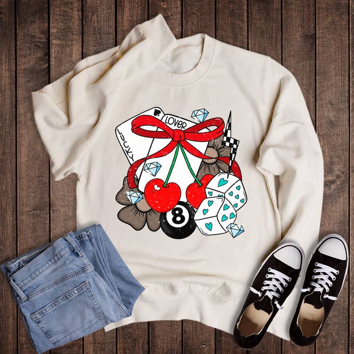 Valentines Lucky Lover Cherries Sweatshirt for wholesale by The Way Down South
