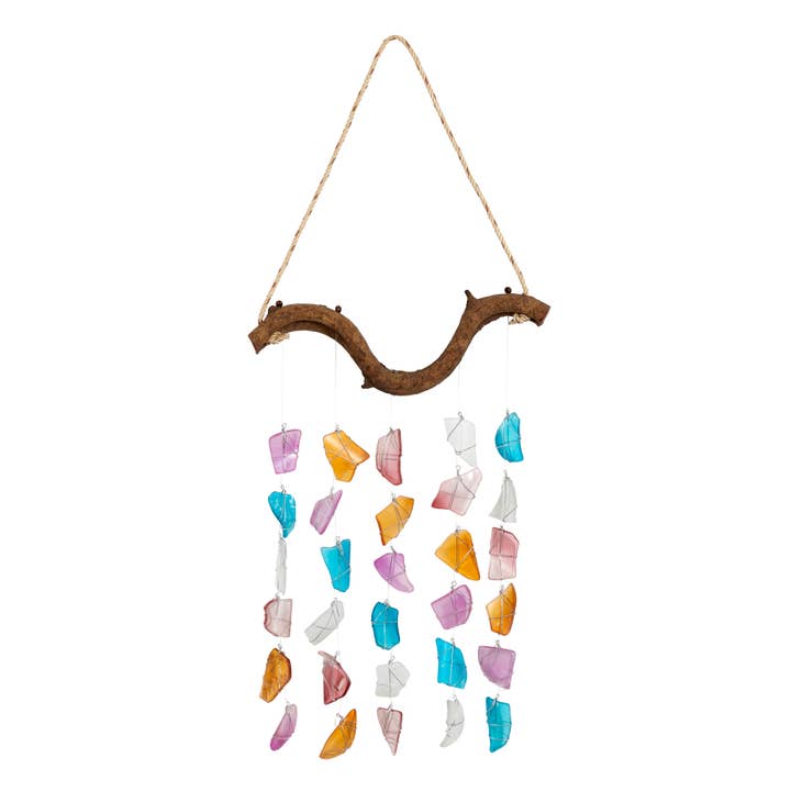 Assorted Multicolor Sea Glass Wall Hanger 12x12" for wholesale by HS Seashells