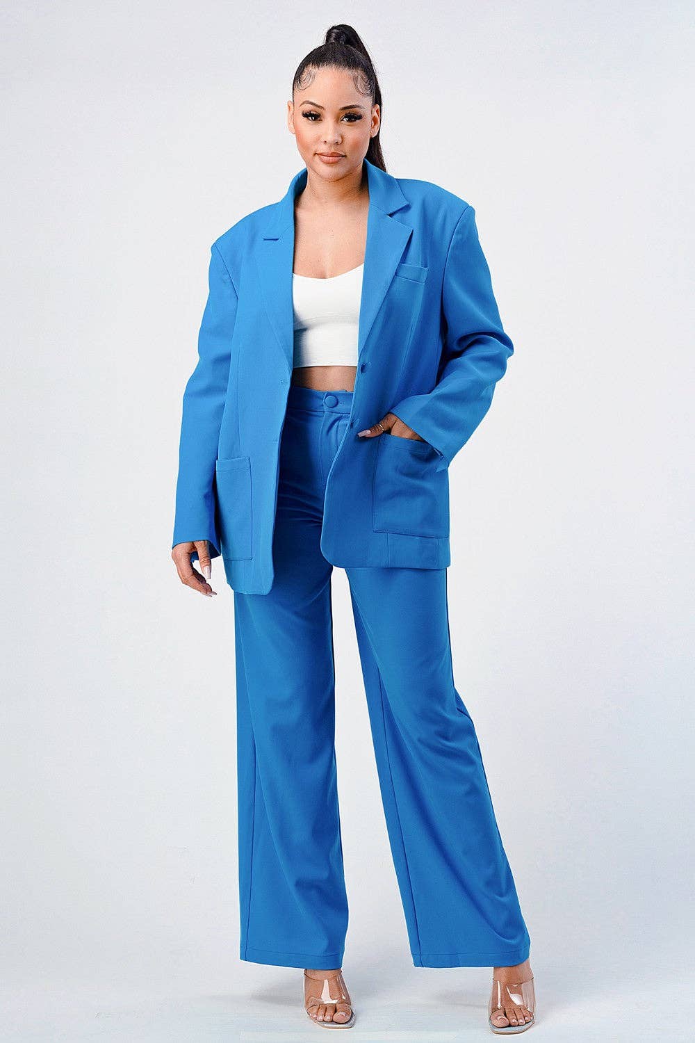 Athina Collection - Wholesale Top & Pant Set (NOT Loungewear) - Women's - Relaxed Oversized Classic Blazer Set0
