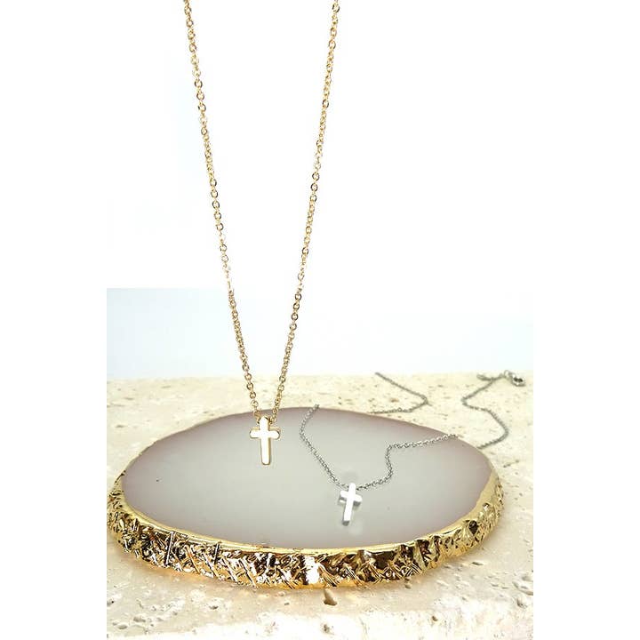 JOSSLYN by wall to wall - Wholesale Pendant/Charm Necklace - CLASSIC MINI CROSS NECKLACE | 47N15737-CROSS