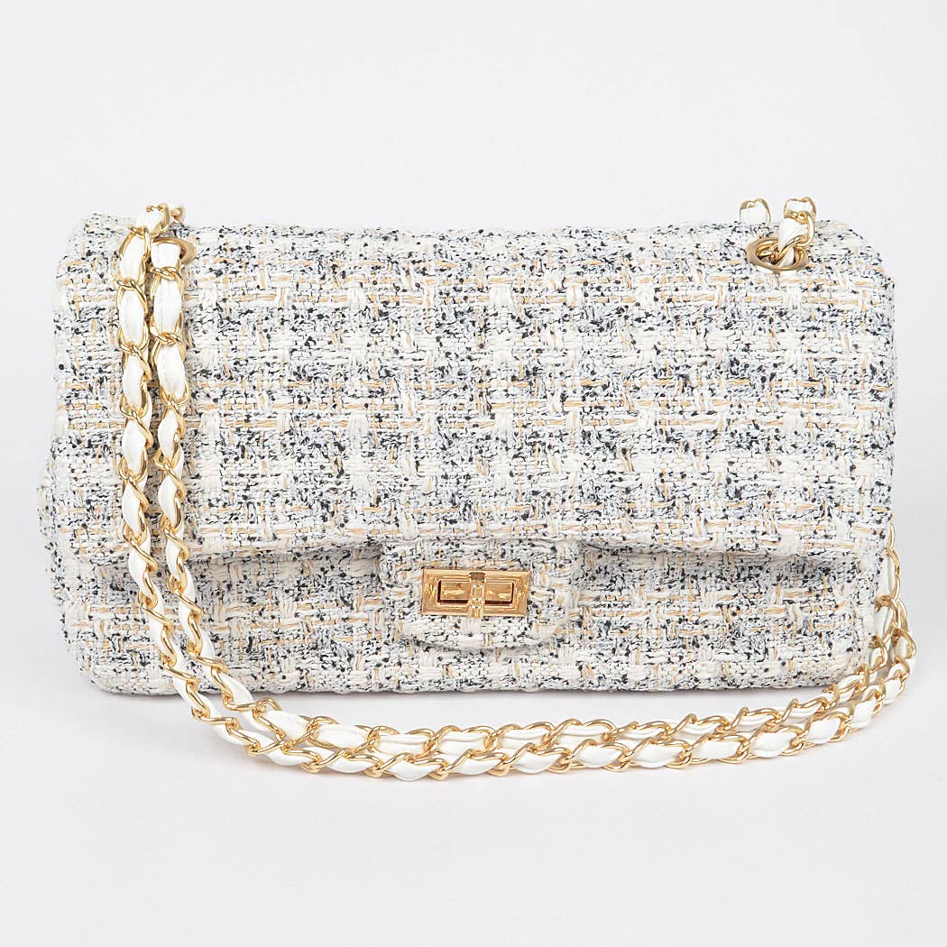 3AM BY H&D ACCESSORIES - Wholesale Shoulder Bag - Women's - Quilted Tweed Flap Shoulder Bag1