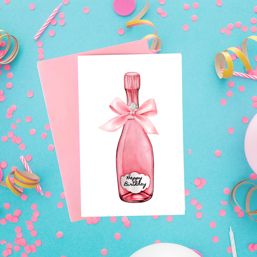 I Hart Pink Cards - Wholesale Birthday Card - Happy Birthday Bottle2