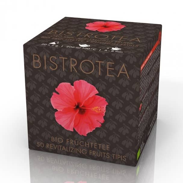 Doos van 50 biologische rode vruchten infusie theezakjes voor wholesale door Bistrotea