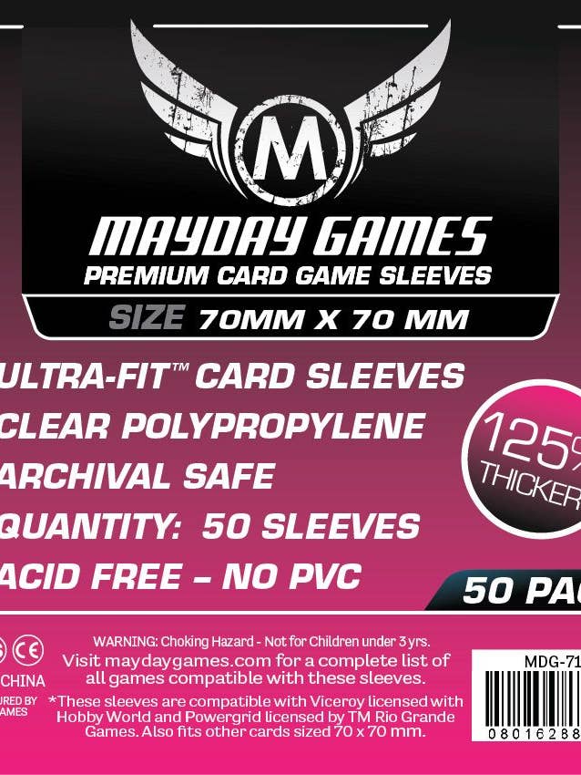 Premium Small Square Card Sleeves (70 X 70 MM) - 50 Pack for wholesale by Mayday Games