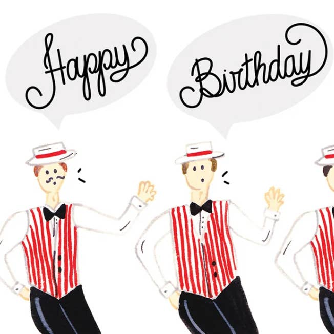 Paige & Willow - Wholesale Birthday Card - Barbershop Quartet Card2