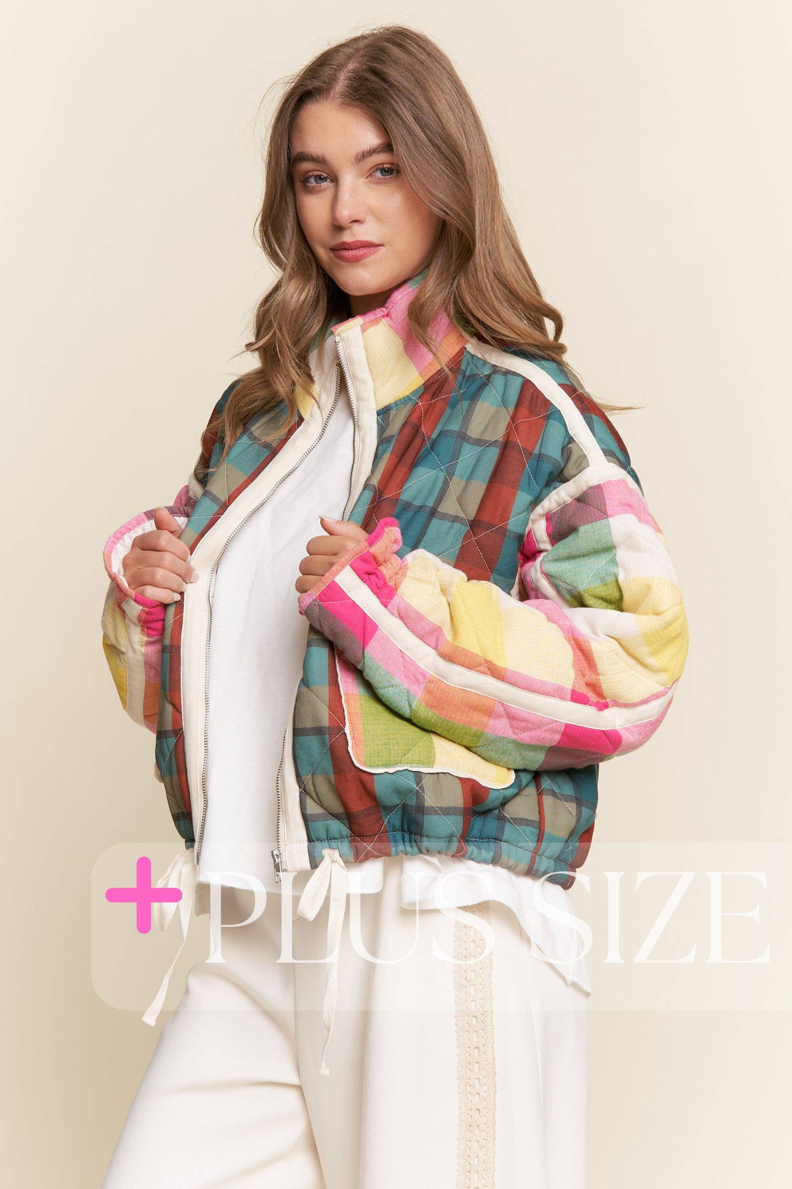J.NNA - Wholesale Jacket - Women's - Multi-color Plaid Puffer Jacket 3