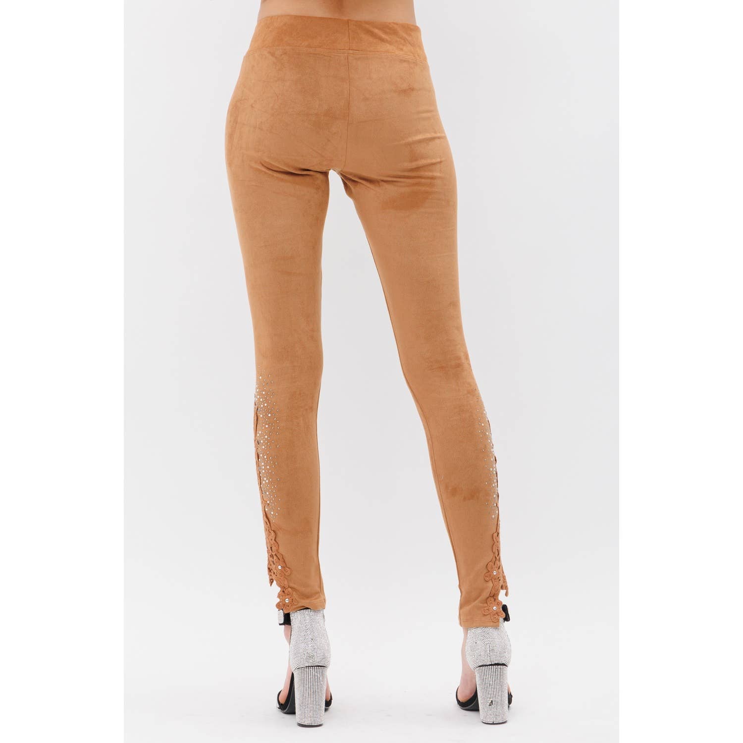 VOCAL - Wholesale Fashion Leggings - Women's - SUEDE LEGGINGS WITH CROCET LACE RHINESTONE8