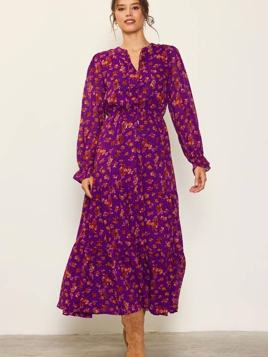 Floral Print Long Sleeve Maxi Dress for wholesale by SKIES ARE BLUE