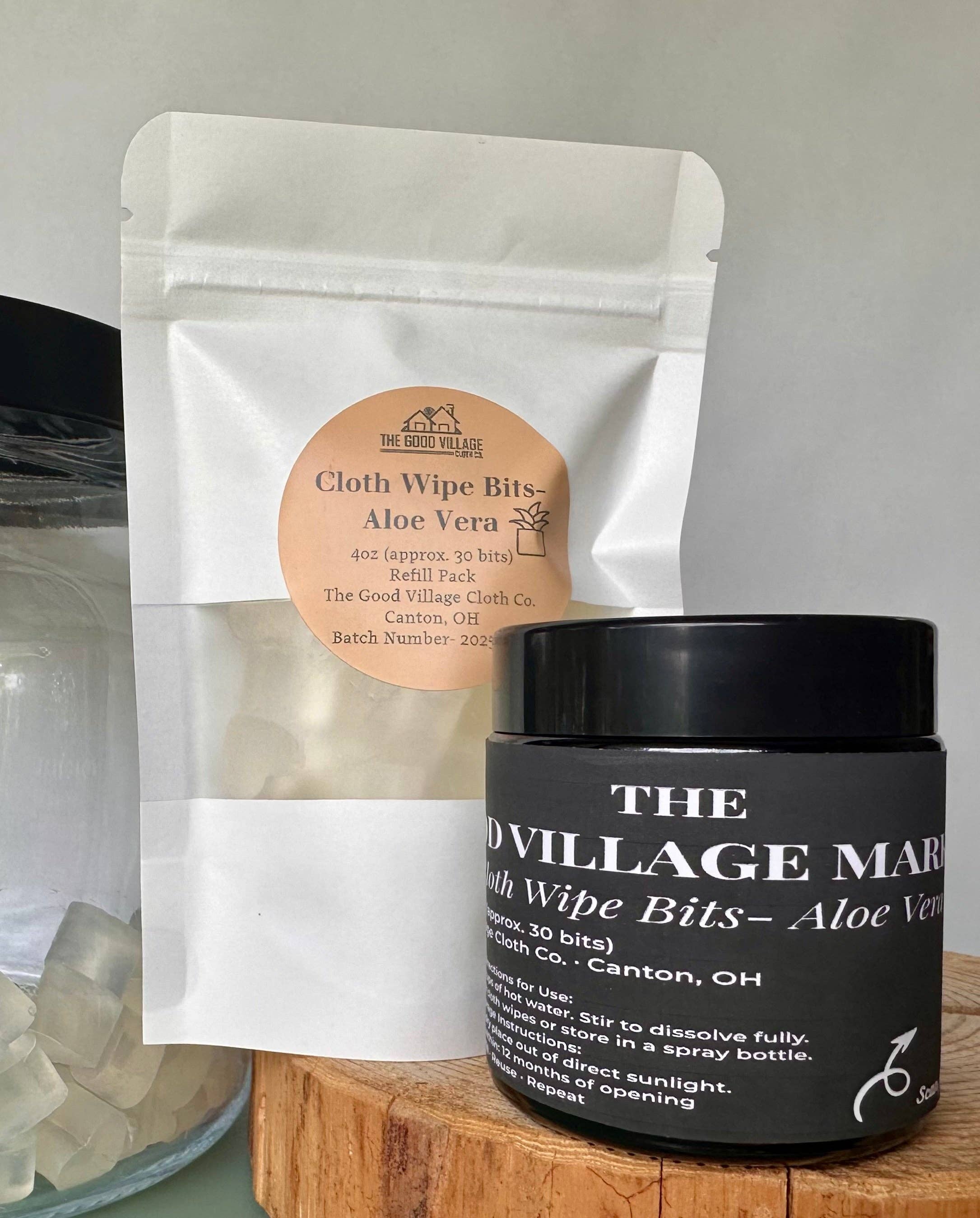 The Good Village Cloth Co + Market - Wholesale Face & Body Wipes - Cloth Wipe Bits - 4oz Refill Pouch3