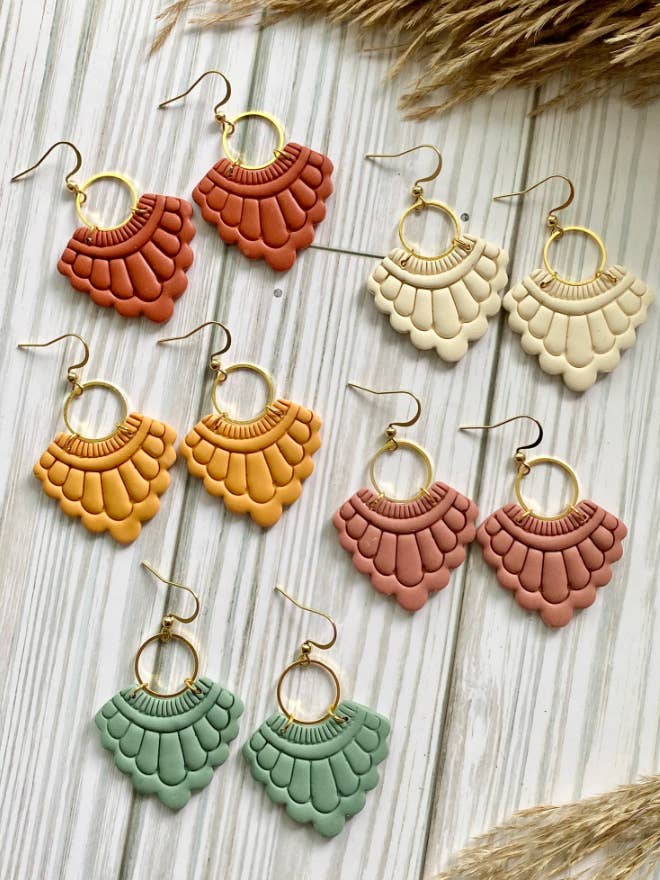 Boho drop earrings | dangle earrings | handmade clay | light for wholesale by FS Bennett Design