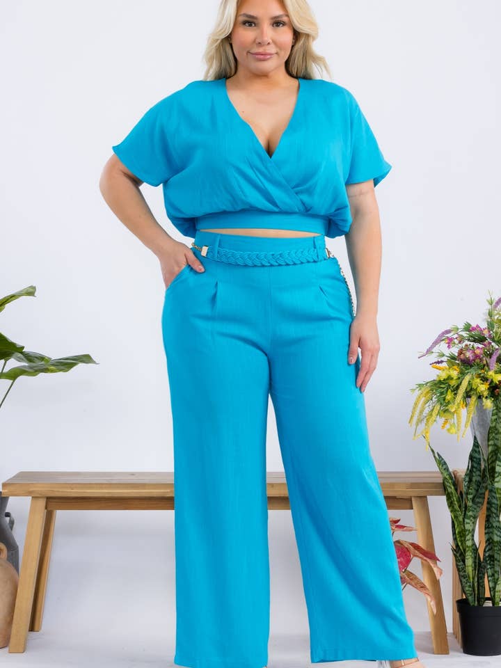 Plus Size Women Solid Linen Set for wholesale by Fashion Space
