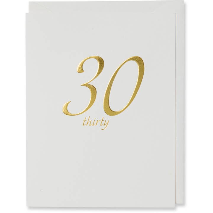 30 Thirty Birthday Card, 30th Anniversary Card, Letterpress for wholesale by WowWordZ