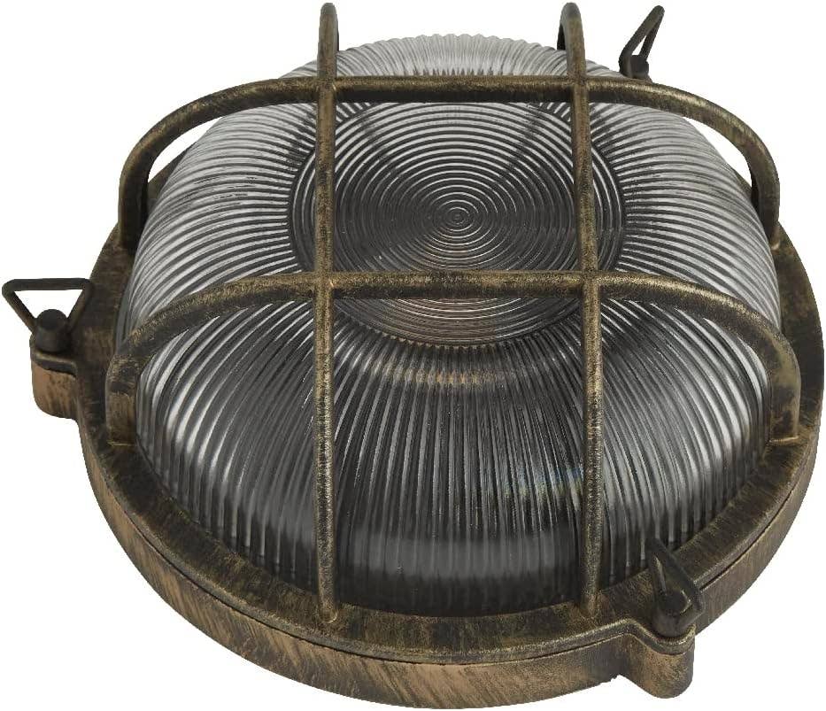 K LIVING – wholesale Outdoor/lawn light – Antique Brass Ribbed Glass Outdoor Bulkhead Oblong or Round Light7