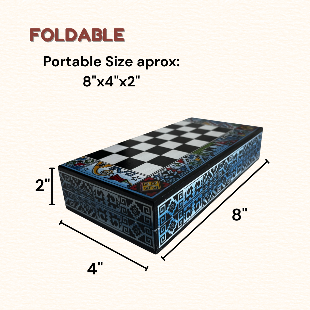 Zoe Artcrafts Corp. - Vendita all'ingrosso Giochi da tavolo - Set di scacchi per bambini fatto a mano, scacchiera pieghevole 20x20 cm2