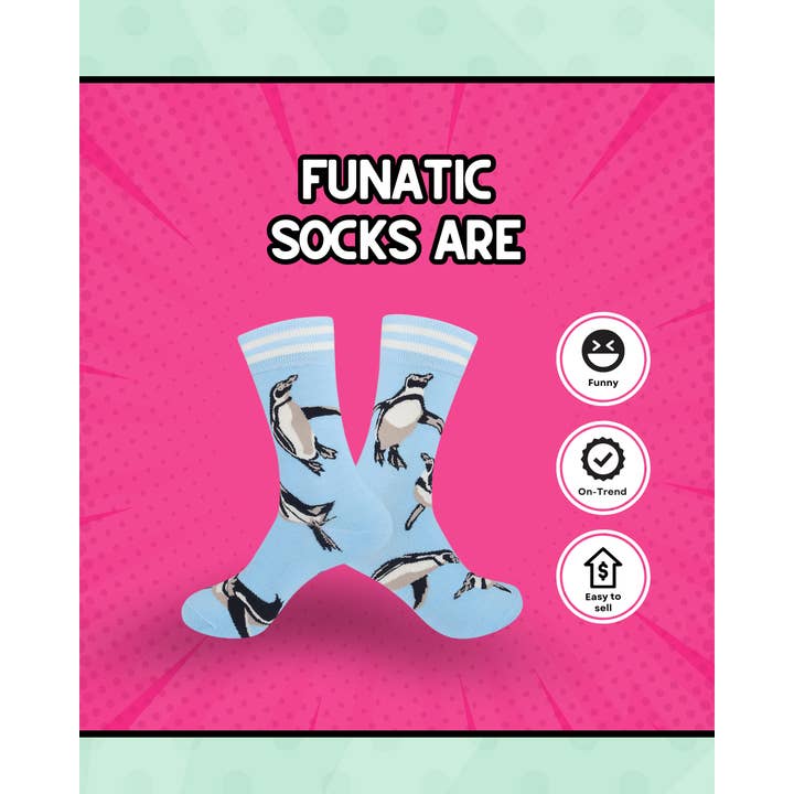 Funatic - About Face Designs - Nice Enough Merch Co - Wholesale Socks - Unisex - Penguin Socks - Closeout | Funatic