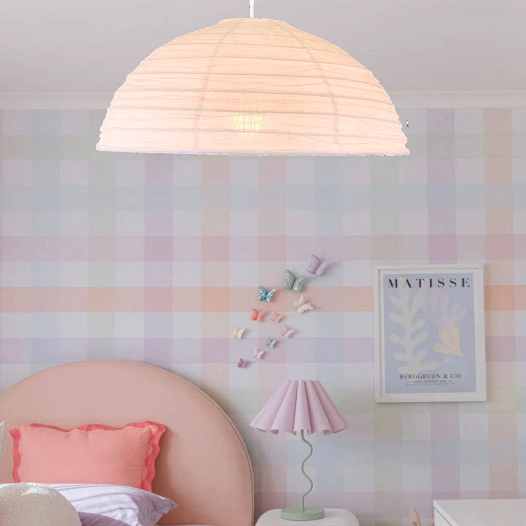 Little Nordic Sol - Wholesale Lantern - Linen Light Shade Lumi Dome Blush Pink  60cm6