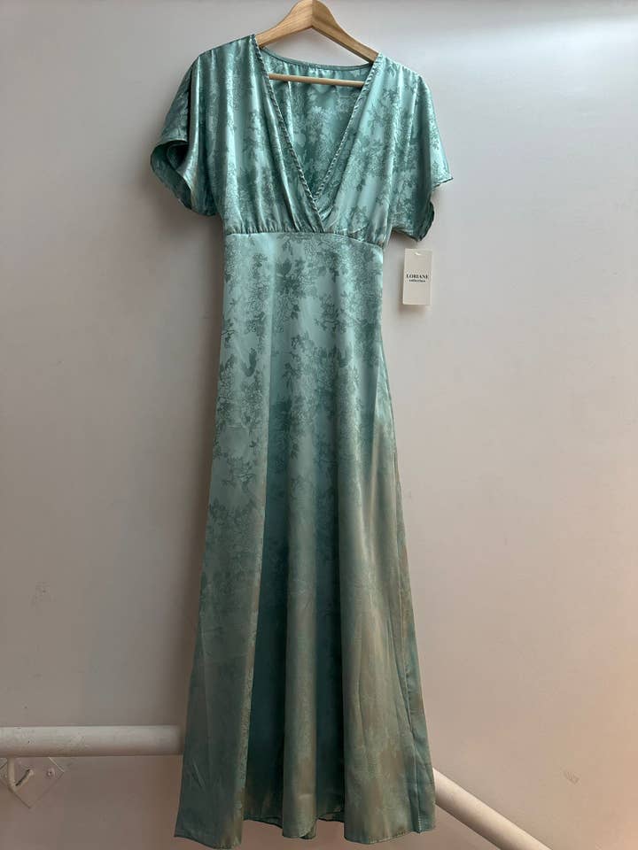 LORIANE - Wholesale Dress - Women's - 6642 long satin embroidered dresses one size18