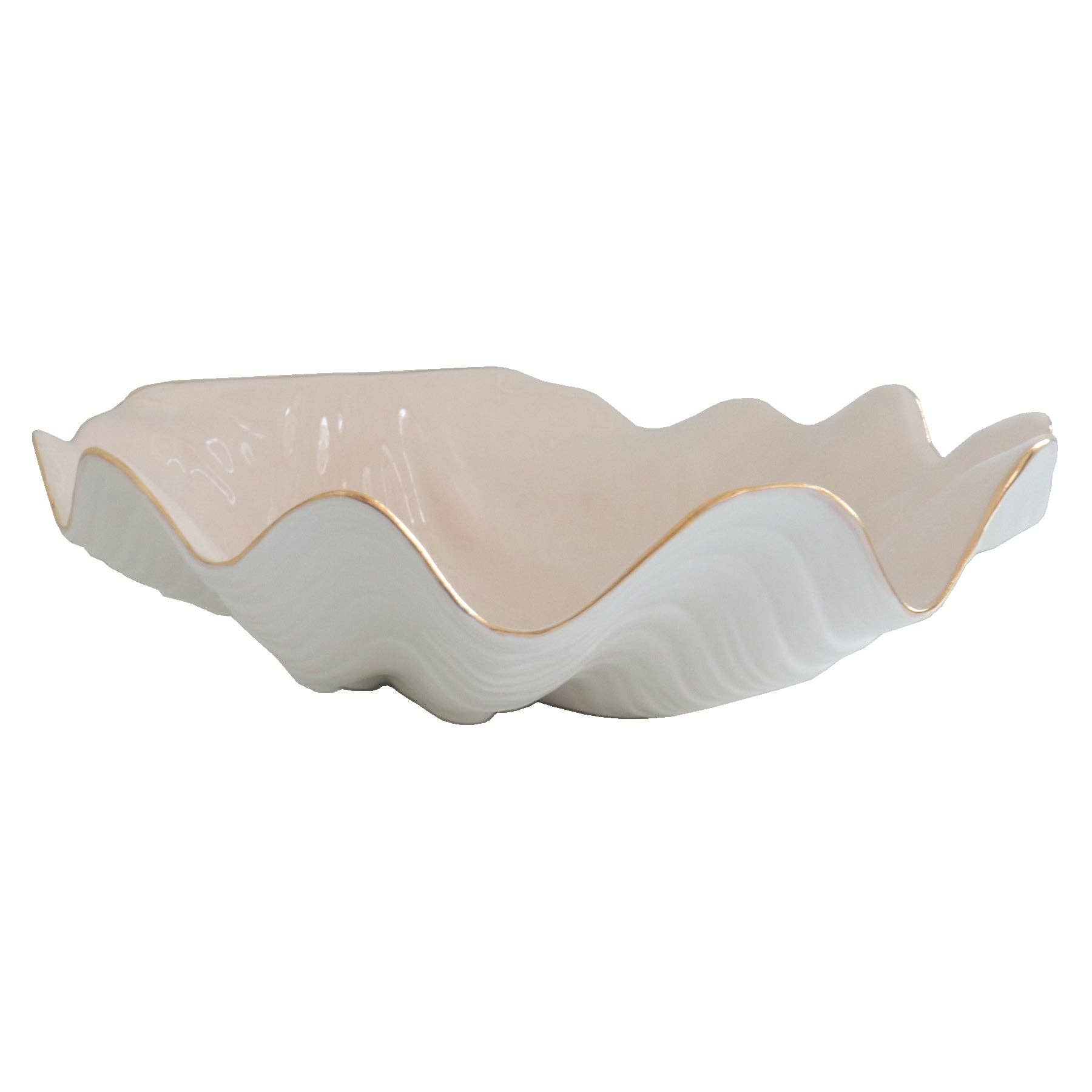 Lo Home | Ruby Clay - Wholesale Decorative Plate/Dish/Bowl - Clam Shell Bowl with 22K Gold Accent3