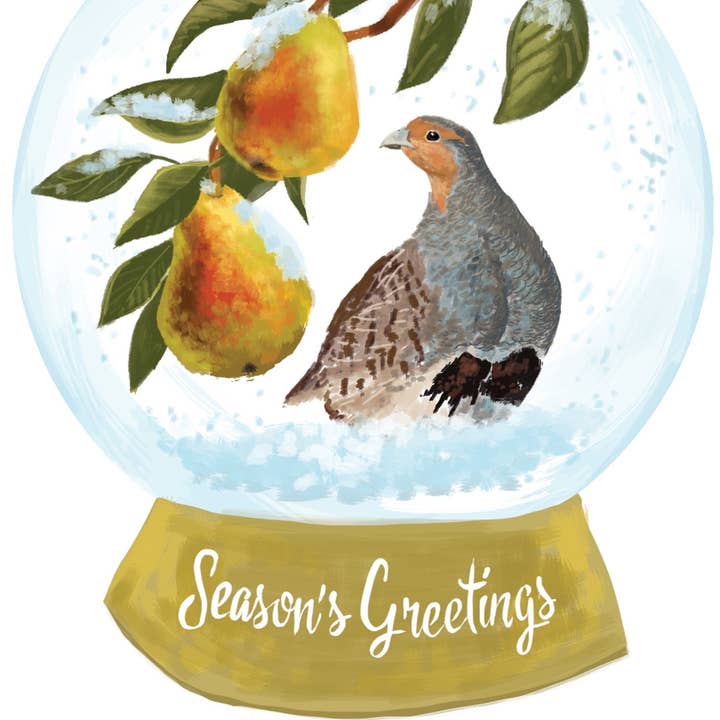 RHO-9138 Boule à neige perdrix poirier — Greetings Art Print pour la vente par Rigel Paper