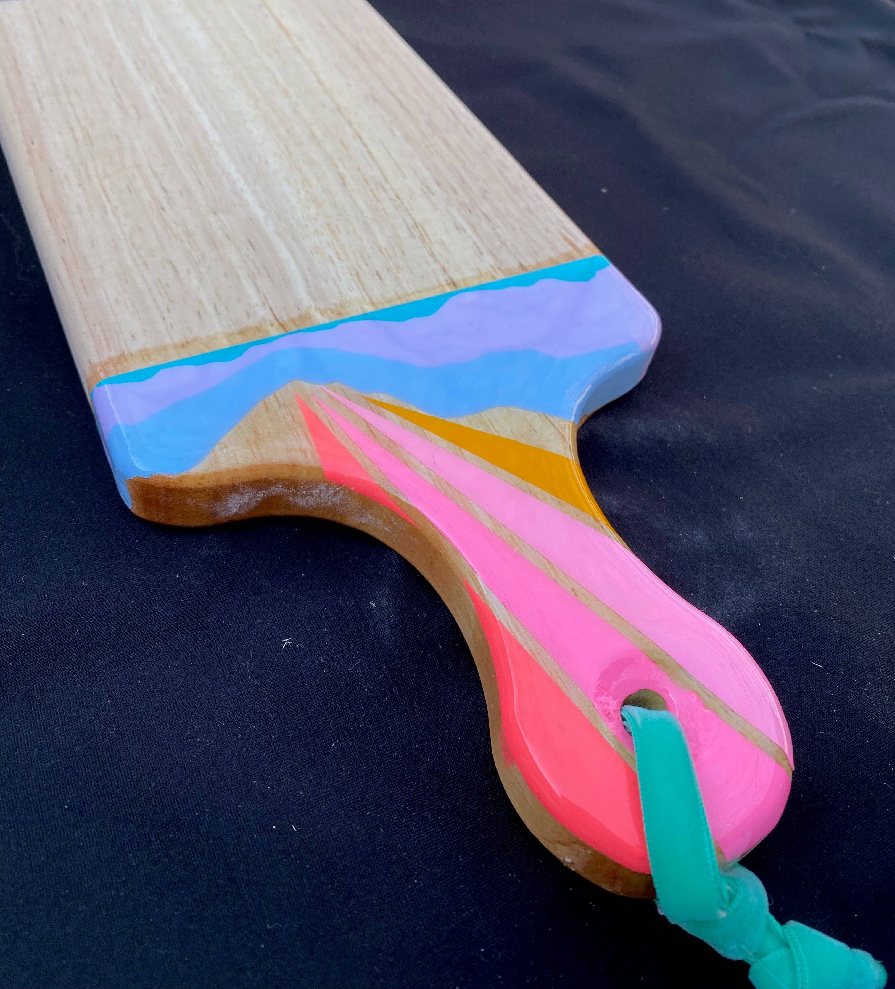Artifacts of Joy - Wholesale Cheese Board - Charcuterie Board + Cheese Board + Cutting Board Pink Rainbow Sky Over Misty Mountains3