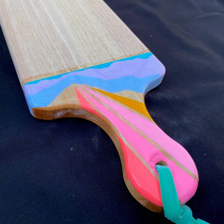 Artifacts of Joy - Wholesale Cheese Board - Charcuterie Board + Cheese Board + Cutting Board Pink Rainbow Sky Over Misty Mountains3