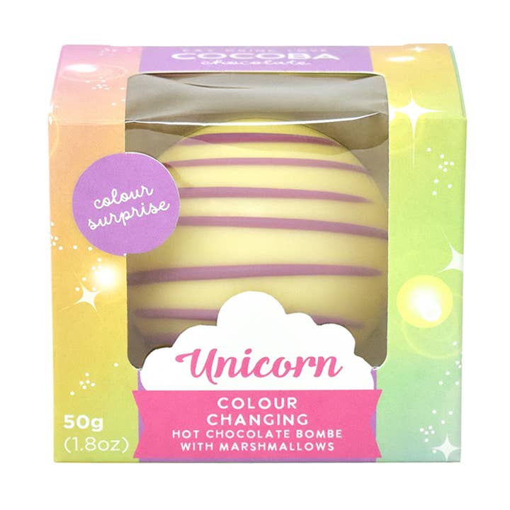Unicorn Colour Surprise Hot Chocolate Bombes Individual for engroshandel hos Cocoba
