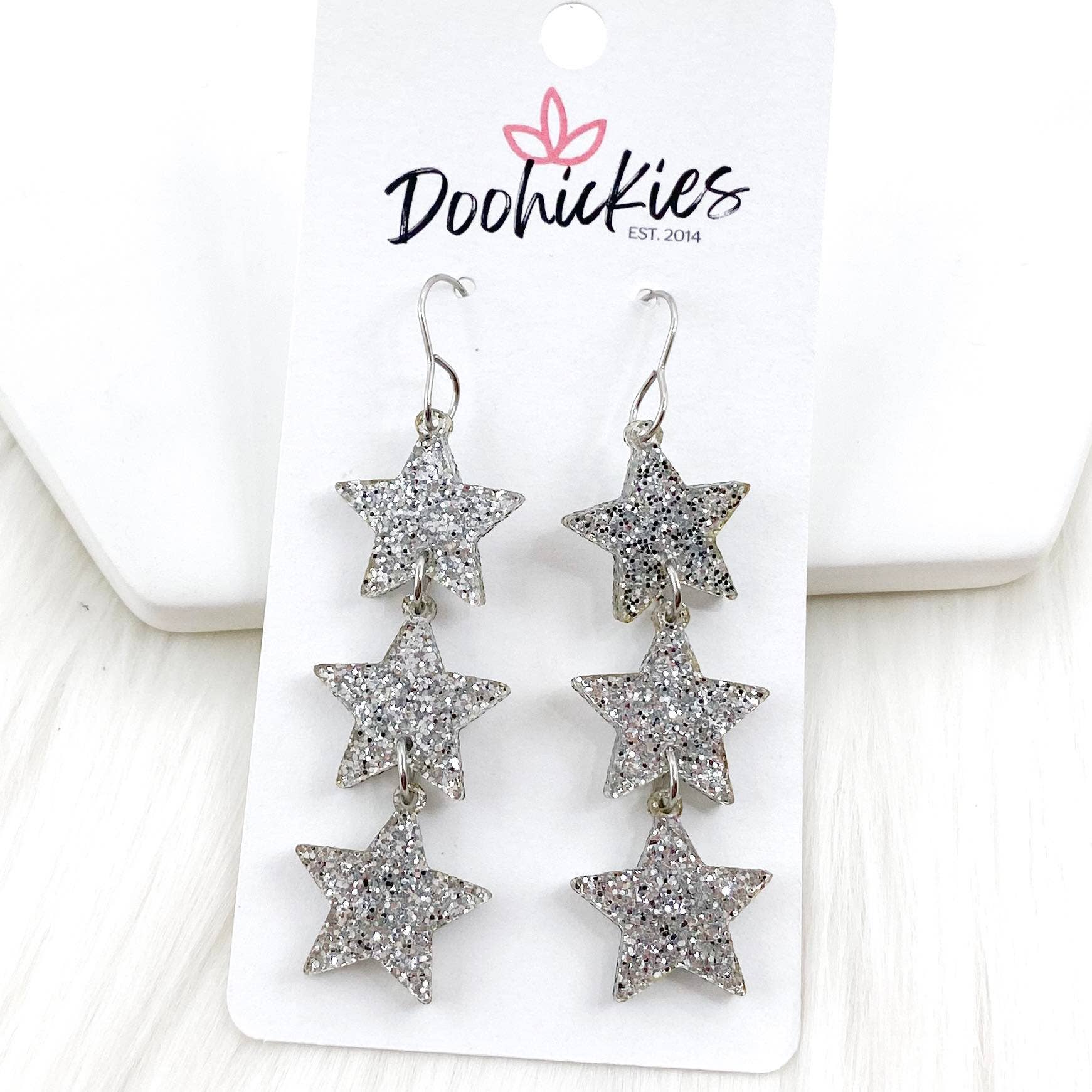 Doohickies - Wholesale Dangle Earrings - 2.75" Shooting Star Drops - New Years Acrylic Earrings2
