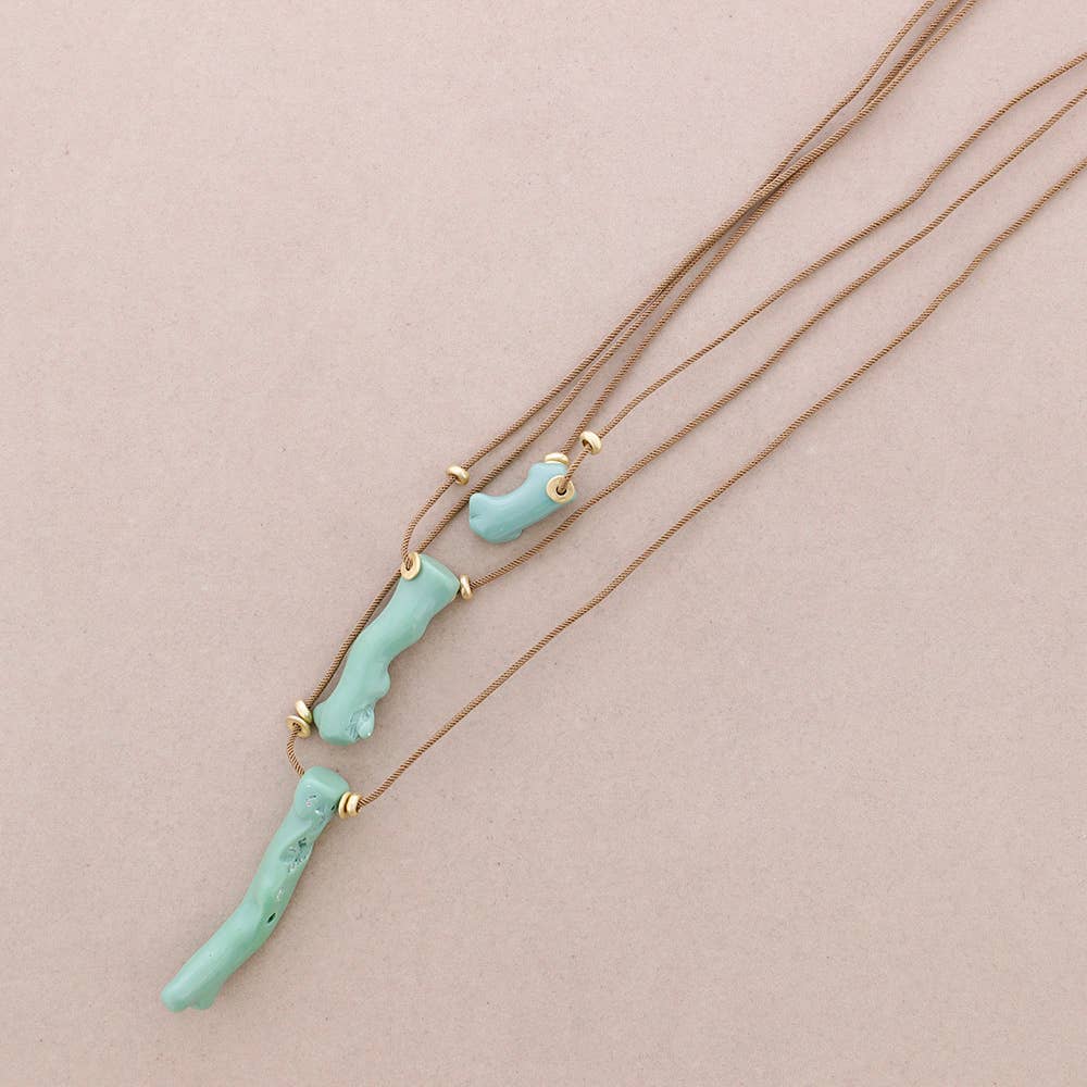Sonata - Wholesale Pendant/Charm Necklace - Long Necklace with Coral Resin Pendants2
