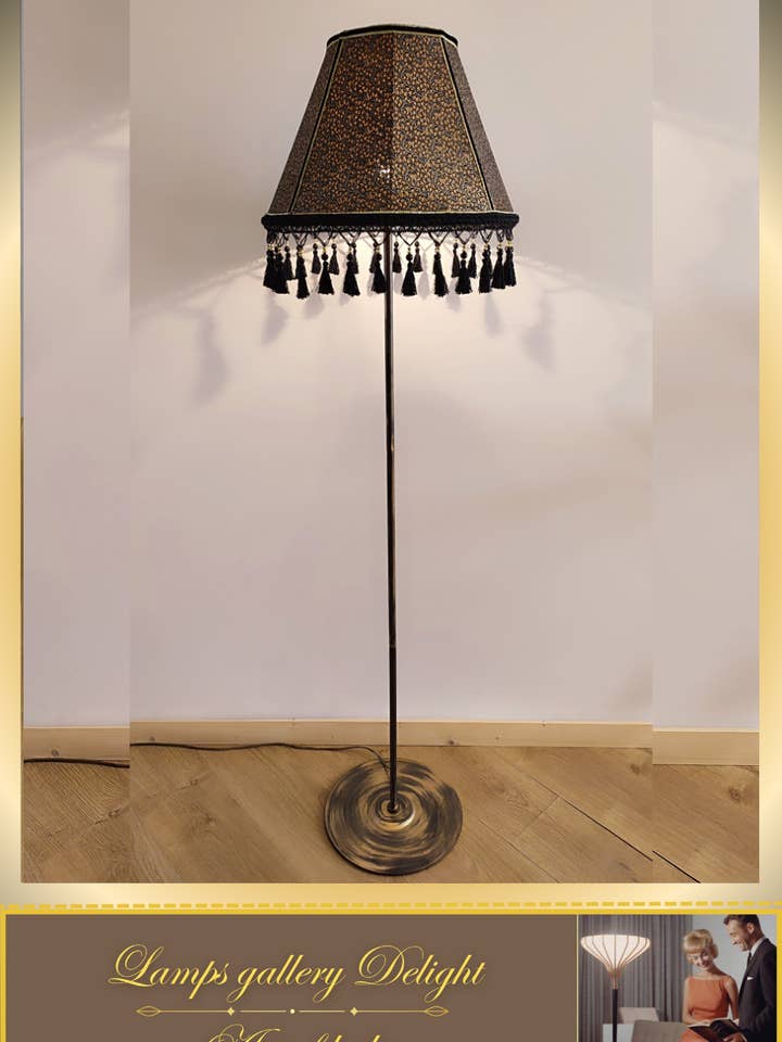 Floor lamp, Victorian style floor lamp, fabric shade, vintage floor lamp, Unique lamp, handmade! 7104 for wholesale by DelightLamps
