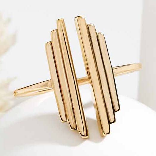 Nina Designs - Wholesale Cocktail/Statement Ring - Sterling Silver or Bronze Stepped Bar Adjustable Ring4