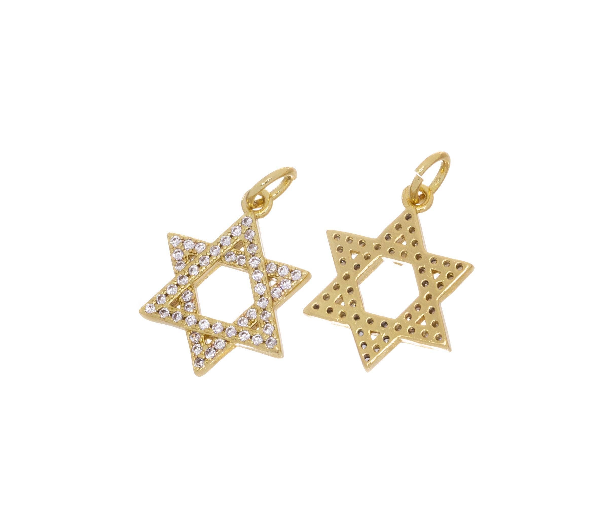 Jewel Pledge - Wholesale Individual Charm/Pendant - Gold Or Silver CZ Star of David Charm for Necklace,CPG7925