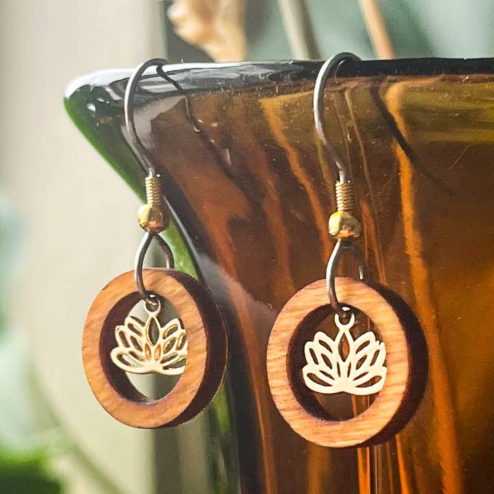 Natural Wood Hoops | MINI LOTUS for wholesale by lovelevel